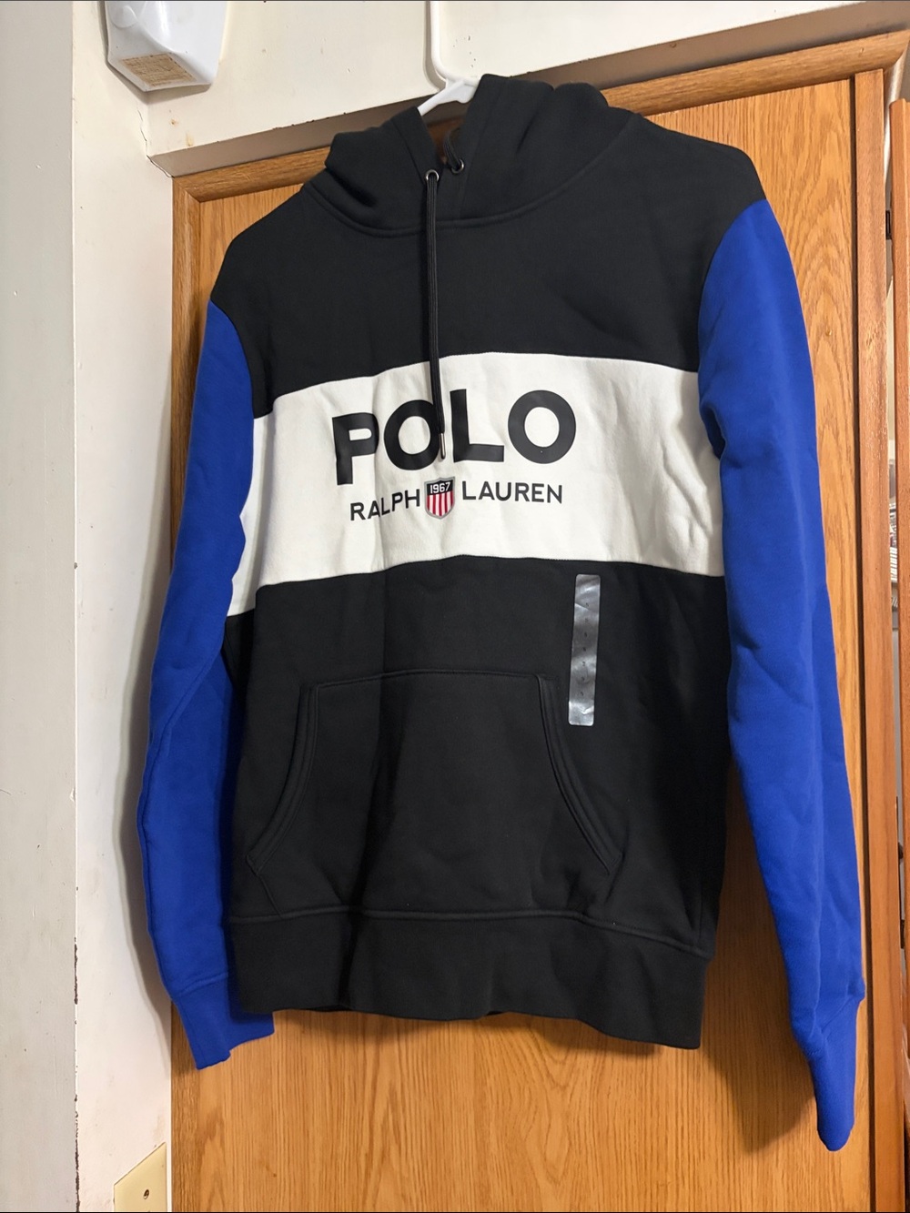 Polo by Ralph Lauren Black, White & Royal Blue Colorblock Hoodie